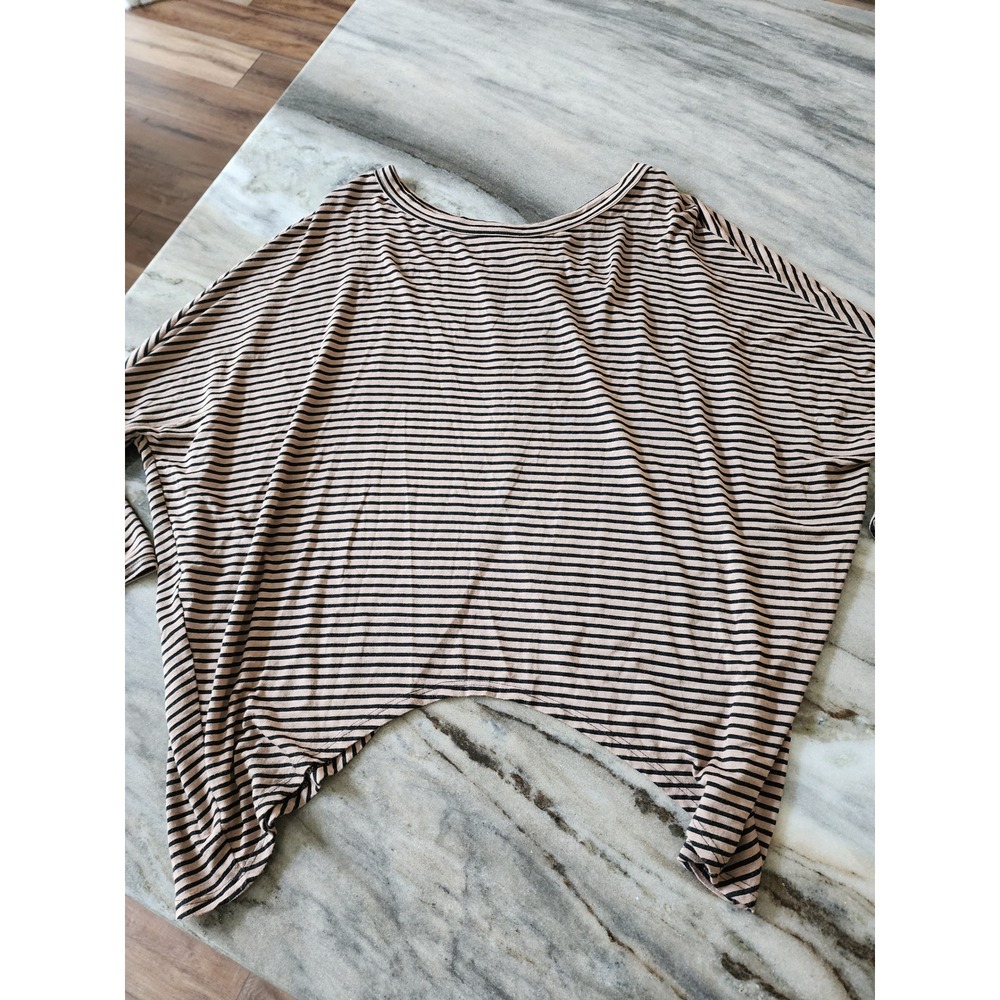 Karlie Boutique Womens Oversized Striped Sharkbite Hem Poncho Top Tunic Bamboo